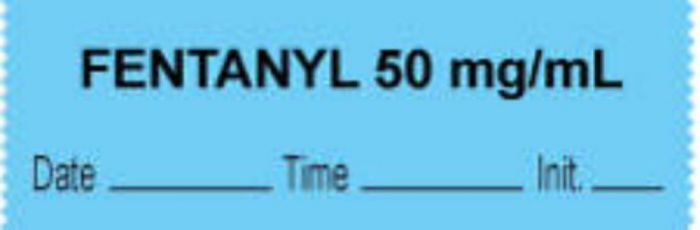 Anesthesia Tape with Date, Time & Initial (Removable) "Fentanyl 50 mg/ml" 1/2" x 500" Blue - 333 Imprints - 500 Inches per Roll