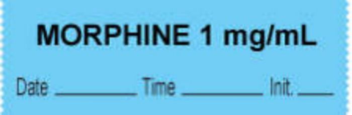 Anesthesia Tape with Date, Time & Initial (Removable) "Morphine 1 mg/ml" 1/2" x 500" Blue - 333 Imprints - 500 Inches per Roll