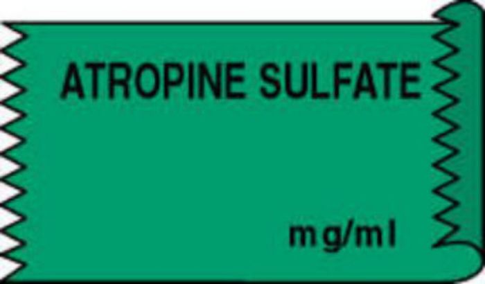 Anesthesia Tape (Removable) Atropine Sulfate 1/2" x 500" - 333 Imprints - Green - 500 Inches per Roll