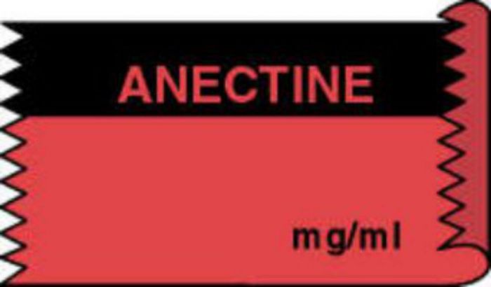 Anesthesia Tape (Removable) Anectine mg/ml 1/2" x 500" - 333 Imprints - Fl. Red and Black - 500 Inches per Roll
