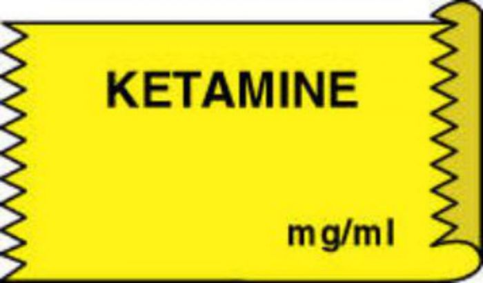 Anesthesia Tape (Removable) Ketamine mg/ml 1/2" x 500" - 333 Imprints - Yellow - 500 Inches per Roll
