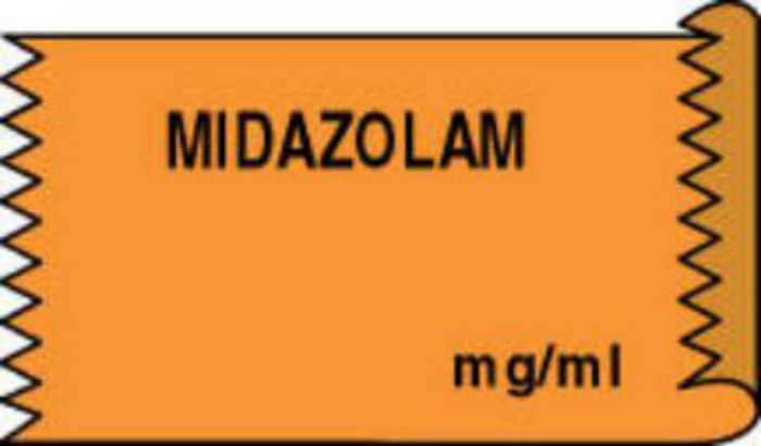 Anesthesia Tape (Removable) Midazolam mg/ml 1/2" x 500" - 333 Imprints - Orange - 500 Inches per Roll
