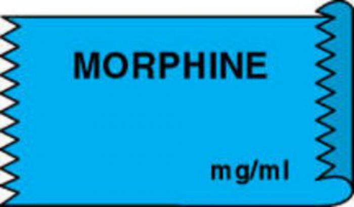 Anesthesia Tape (Removable) Morphine mg/ml 1/2" x 500" - 333 Imprints - Blue - 500 Inches per Roll