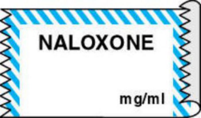 Anesthesia Tape (Removable) Naloxone mg/ml 1/2" x 500" - 333 Imprints - White with Blue - 500 Inches per Roll
