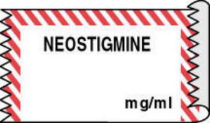 Anesthesia Tape (Removable) Neostigmine 1/2" x 500" - 333 Imprints - White with Fl. Red - 500 Inches per Roll