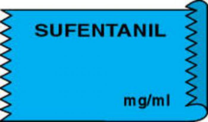 Anesthesia Tape (Removable) Sufentanil mg/ml 1/2" x 500" - 333 Imprints - Blue - 500 Inches per Roll