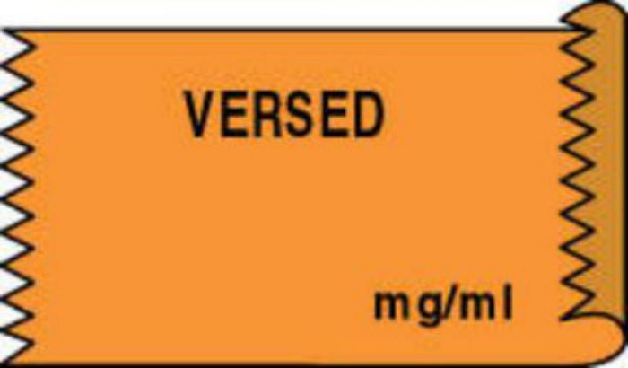 Anesthesia Tape (Removable) Versed mg/ml 1/2" x 500" - 333 Imprints - Orange - 500 Inches per Roll