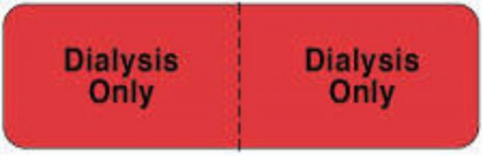 IV Label Wraparound Paper Permanent Dialysis | Dialysis  2 7/8"x7/8" Fl. Red 1000 per Roll
