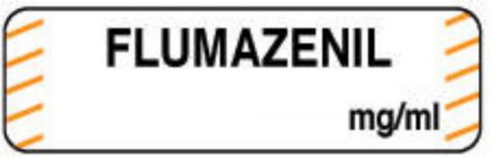 Anesthesia Label (Paper, Permanent) Flumazenil mg/ml 1 1/4" x 3/8" White with Orange - 1000 per Roll