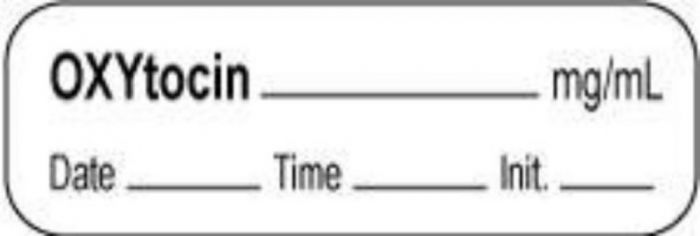 Anesthesia Label with Date, Time & Initial | Tall-Man Lettering (Paper, Permanent) Oxytocin mg/ml 1 1/2" x 1/2" White - 1000 per Roll
