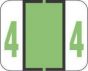 TAB® Compatible 1282 Color Code Label Numeric "4" 1-1/4" x 1" Light Green Permanent, 500 per Roll