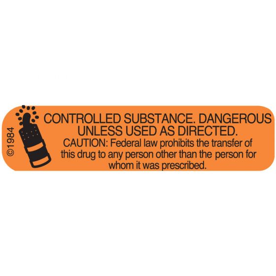 Communication Label (Paper, Permanent) Controlled Sub 1 9/16" x 3/8" Orange - 500 per Roll, 2 Rolls per Box