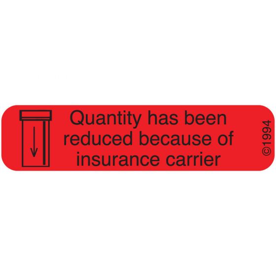 Communication Label (Paper, Permanent) Quanity Has Been 1 9/16" x 3/8" Red - 500 per Roll, 2 Rolls per Box