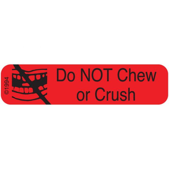 Communication Label (Paper, Permanent) Do Not Chew Or 1 9/16" x 3/8" Red - 500 per Roll, 2 Rolls per Box
