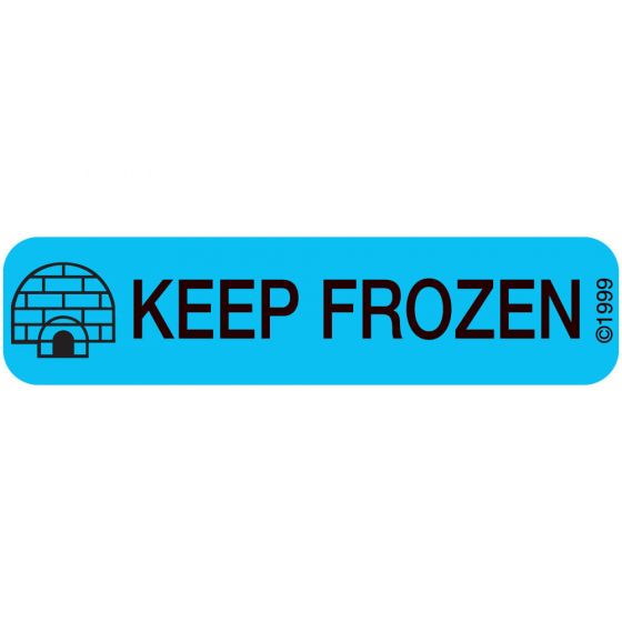 Communication Label (Paper, Permanent) Keep Frozen 1 9/16" x 3/8" Blue - 500 per Roll, 2 Rolls per Box