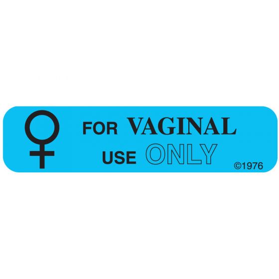 Communication Label (Paper, Permanent) Vaginal Use Only 1 9/16" x 3/8" Blue - 500 per Roll, 2 Rolls per Box