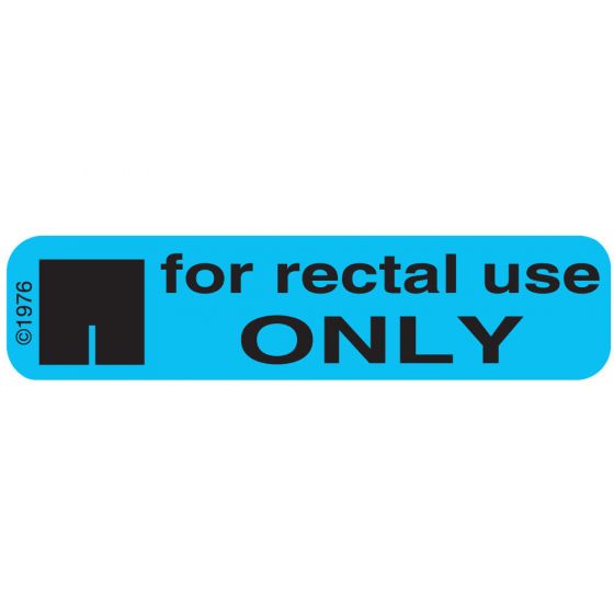 Communication Label (Paper, Permanent) For Rectal Use 1 9/16" x 3/8" Blue - 500 per Roll, 2 Rolls per Box
