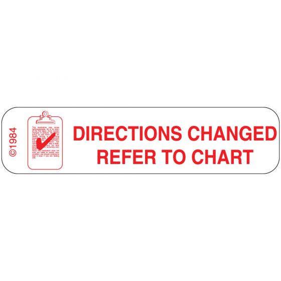 Communication Label (paper, Permanent) Directions Changed 1 9/16" X 3/8" White - 500 Per Roll, 2 Rolls Per Box