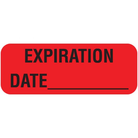 Communication Label (Paper, Permanent) Expiration Date 1 11/16" x 5/8" Red - 450 per Roll, 2 Rolls per Box