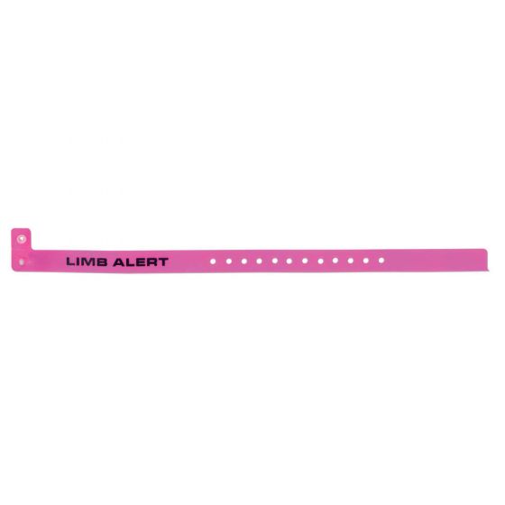ClearImage® Alert Bands Vinyl "Limb Alert" Pre-printed, State Standardization 1/2x11/4 Adult/Pediatric Bubble Gum - 500 per Box