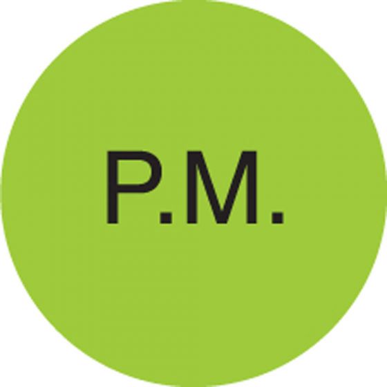 Communication Label (Paper, Permanent) P.M. Green - 1000 per Roll, 2 Rolls per Box