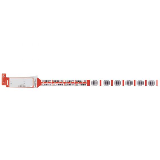 SECURLINE® BLOOD WRISTBAND POLY SYNTHETIC HYBRID, SERIALIZED BARCODE WRITE-ON/LABEL WITH SHIELD, LARGE FONT 3 1/4" X 11" ADULT RED - 150 BANDS PER BOX