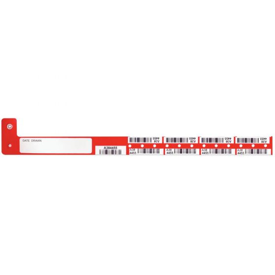Securline Barcode Wristband - Write-On with Barcode Labels on Band - RED - ADULT/PEDIATRIC - 2434-16-PDB