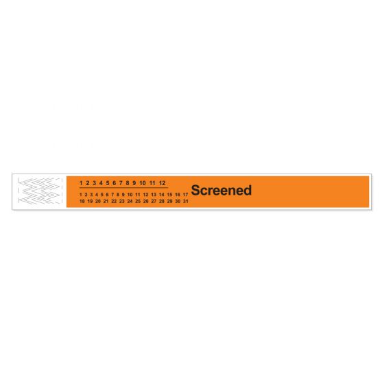 Short Stay® Alert Bands® Tyvek® "Screened" Pre-printed, 1" x 10" Adult/Pediatric Orange, 1000 per Box