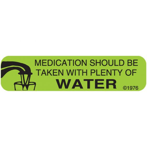 Communication Label (Paper, Permanent) Medication Taken 1 9/16" x 3/8" Green - 500 per Roll, 2 Rolls per Box