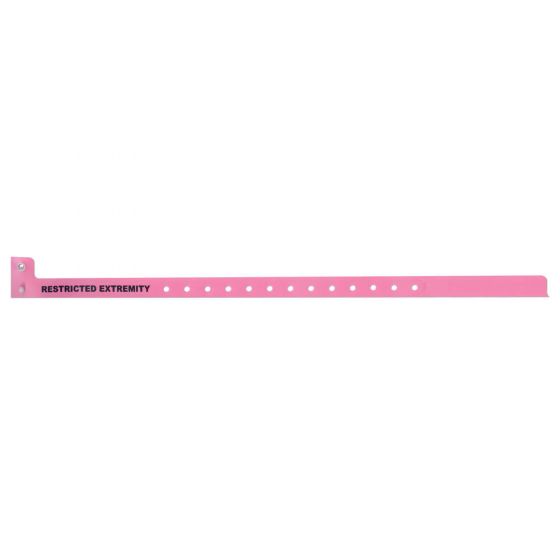 Sentry® Alert Bands® Poly "Restricted Extremity" Pre-Printed, 1/2" x 10" Adult/Pedi Pink, 500 per Box