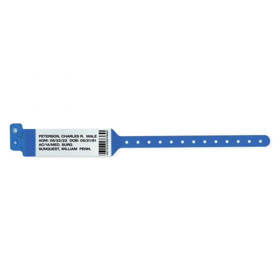 Sentry® Bar Code LabelBand® Shield Wristband Poly 1-1/4" x 11-3/4" Adult Blue, 500 per Box