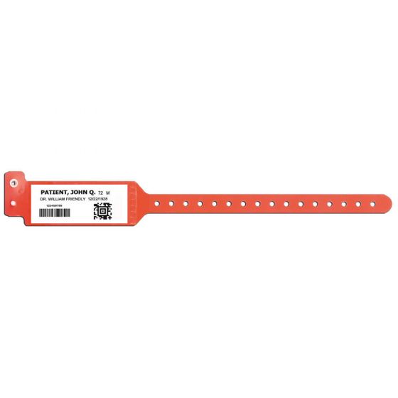 Sentry® Bar Code LabelBand® Shield Wristband Poly 1-1/4" x 10-3/4" Adult/Pediatric Red, 500 per Box