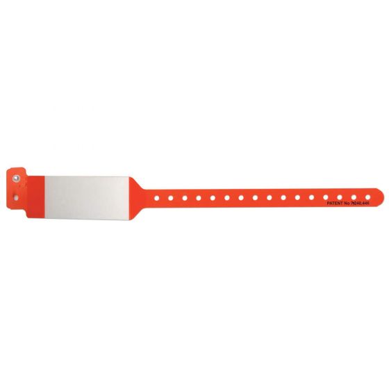 Sentry® Bar Code LabelBand® Shield Wristband Poly 1-1/4" x 10-3/4" Adult/Pediatric Orange, 500 per Box