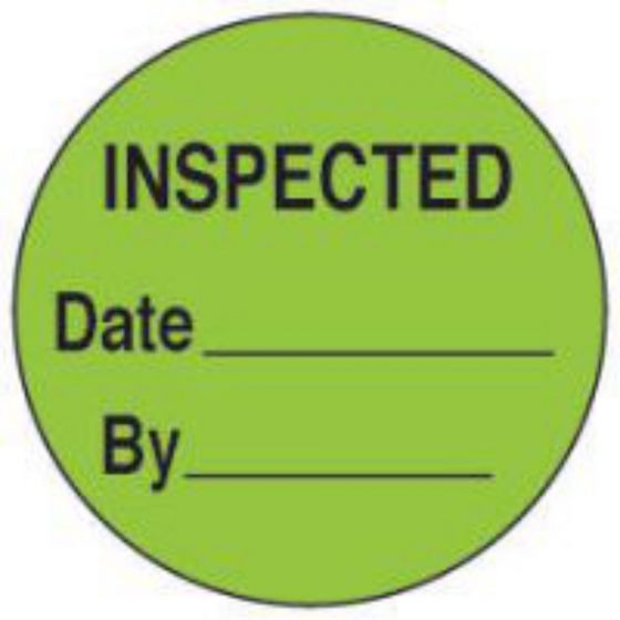 Label Paper Permanent Inspected Date, Fl. Green, 1000 per Roll
