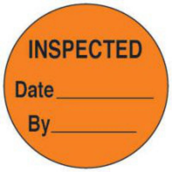 Label Paper Permanent Inspected Date, Fl. Orange, 1000 per Roll
