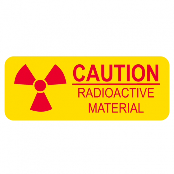 Hazard Label (Paper, Permanent) Caution Radioactive 2 1/4"x7/8" Yellow - 1000 Labels per Roll