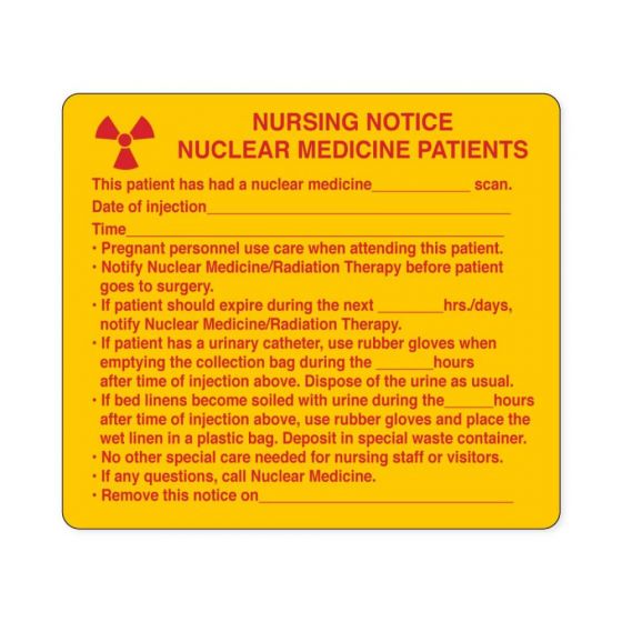Hazard Label (Paper, Removable) Nursing Notice 4"x3 1/2" Yellow - 500 Labels per Roll