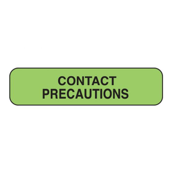 Label Paper Removable Contact Precautions 1 1/4" x 3/8", Fl. Green, 1000 per Roll