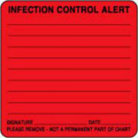 Label Paper Permanent Infection Control 2 1/2" x 2 1/2", Fl. Red, 500 per Roll