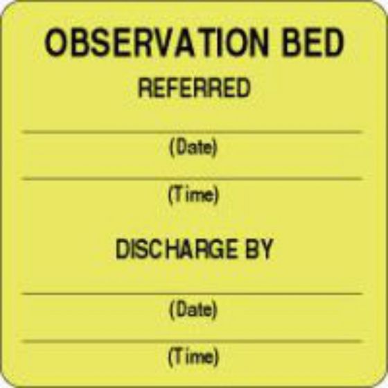 Label Paper Removable Observation Bed 2 1/2" x 2 1/2", Fl. Yellow, 500 per Roll