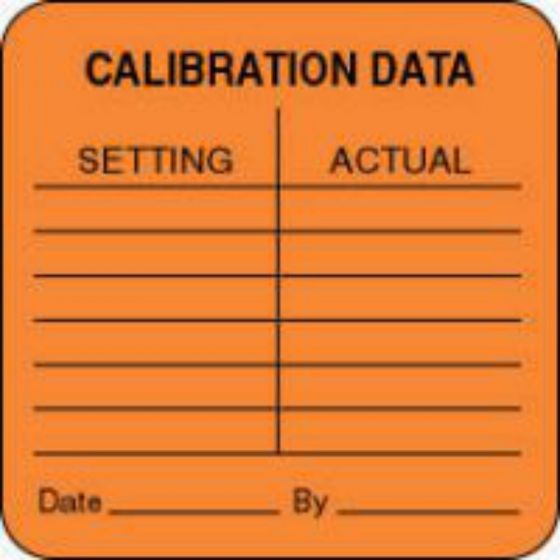 Label Paper Permanent Calibration Data  1 1/2"x1 1/2" Fl. Orange 1000 per Roll