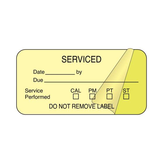 Label Self-Laminating Paper Removable Serviced Date 1-1/2" Core 2" x 1" Fl. Yellow, 1000 per Roll