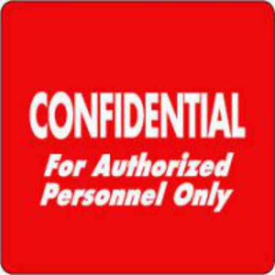 Label Paper Permanent Confidential for 3" Core 2"x2 Red 500 per Roll