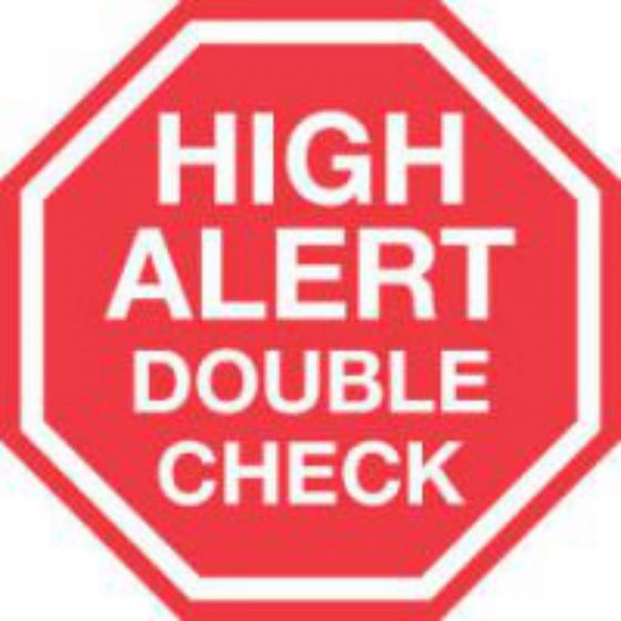 Communication Label (Paper, Permanent) High Alert Double Red - 1000 per Roll