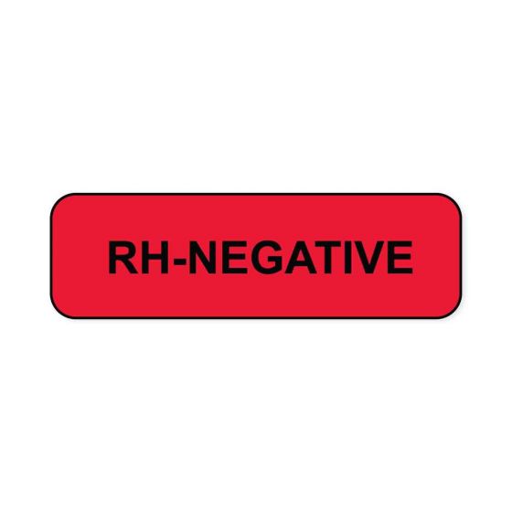 Lab Communication Label (Paper, Permanent) Rh-Negative  1 1/4"x3/8" Fluorescent Red - 1000 per Roll