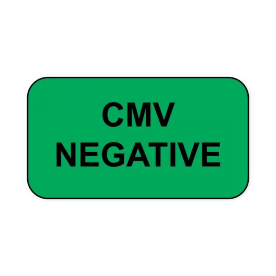 Lab Communication Label (Paper, Permanent) CMV Negative  1 5/8"x7/8" Green - 1000 per Roll