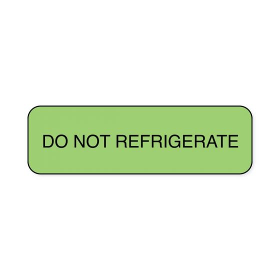 Lab Communication Label (Paper, Permanent) Do Not Refrigerate  1 1/4"x3/8" Fluorescent Green - 1000 per Roll