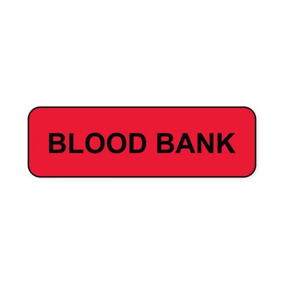 Lab Communication Label (Paper, Permanent) Blood Bank  1 1/4"x3/8" Fluorescent Red - 1000 per Roll
