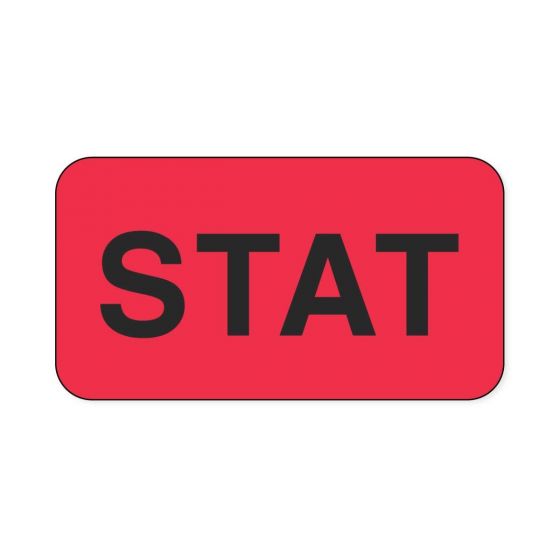 Lab Communication Label (Paper, Permanent) Stat  1 5/8"x7/8" Fluorescent Red - 1000 per Roll