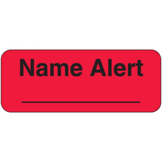 Label Paper Permanent Name Alert ___ 2 1/4" x 7/8", Fl. Red, 1000 per Roll